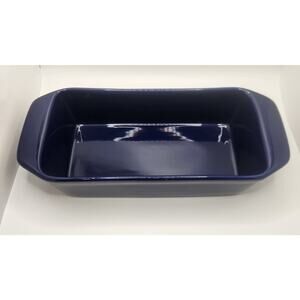 Chanta 10x5x2 1/2 Baking Dish Navy Blue Ceramic Oven Safe 1 3/4 Qt Microwave EUC